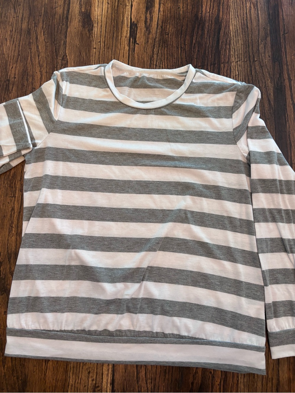 Gray & White Striped Long-Sleeve Top